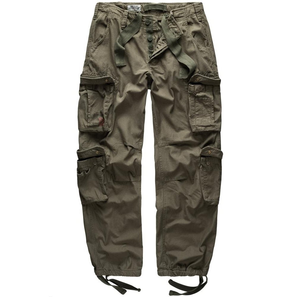Pantalones AIRBORNE VAGE verdes con ocho bolsillos y rodillas anatómicas
