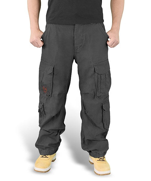 Pantalones Airborne Vintage negros con ocho bolsillos y rodillas anatómicas