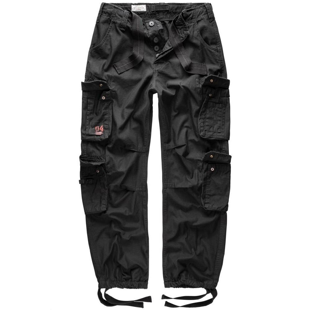 Pantalones Airborne Vintage negros con ocho bolsillos y rodillas anatómicas