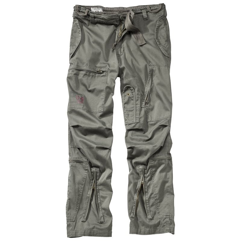 Pantalones cargo INFANTRY verdes con diez bolsillos reforzados, estilo militar