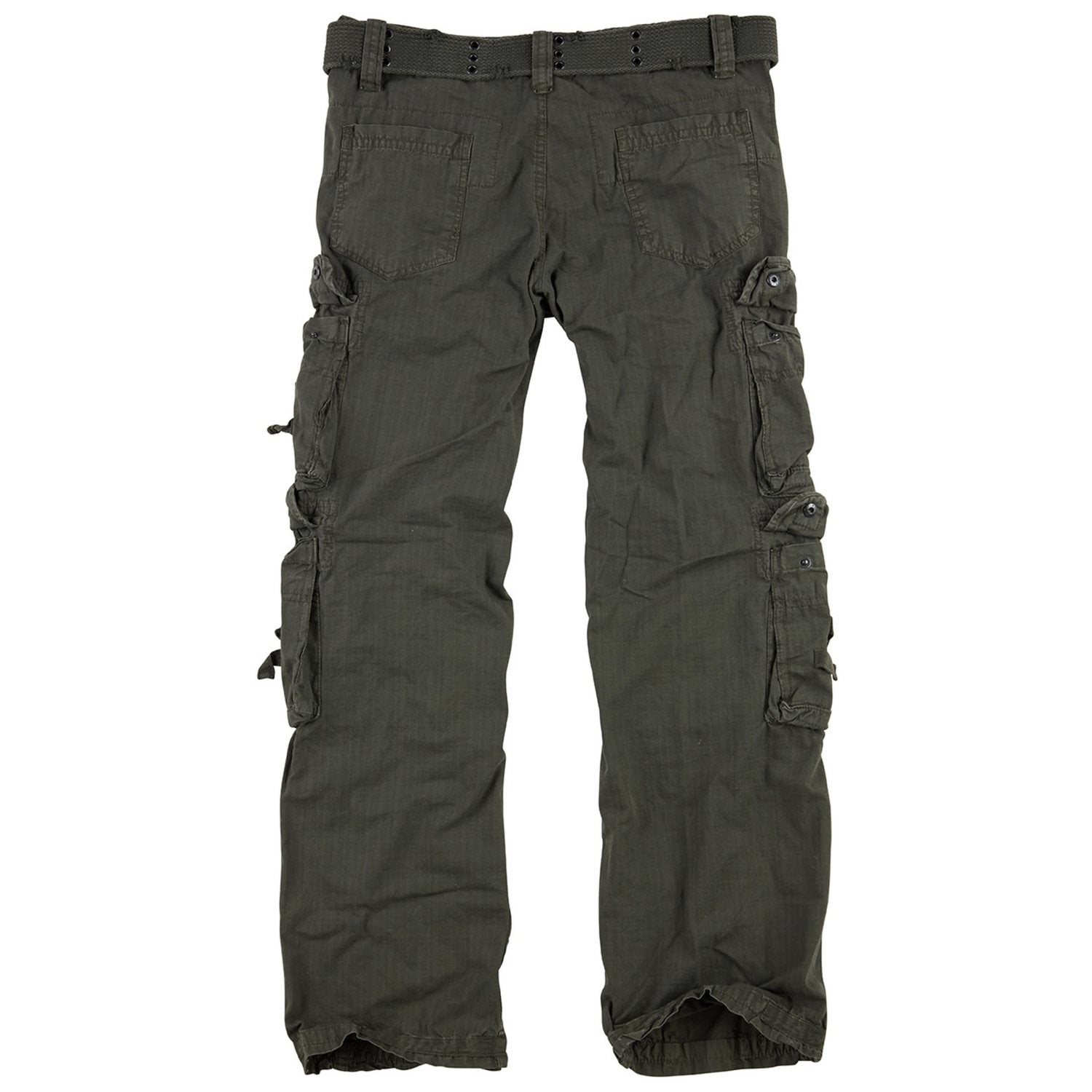 Pantalones Royal Traveler verdes de algodón con ajuste de cintura y cierre de botón y cremallera