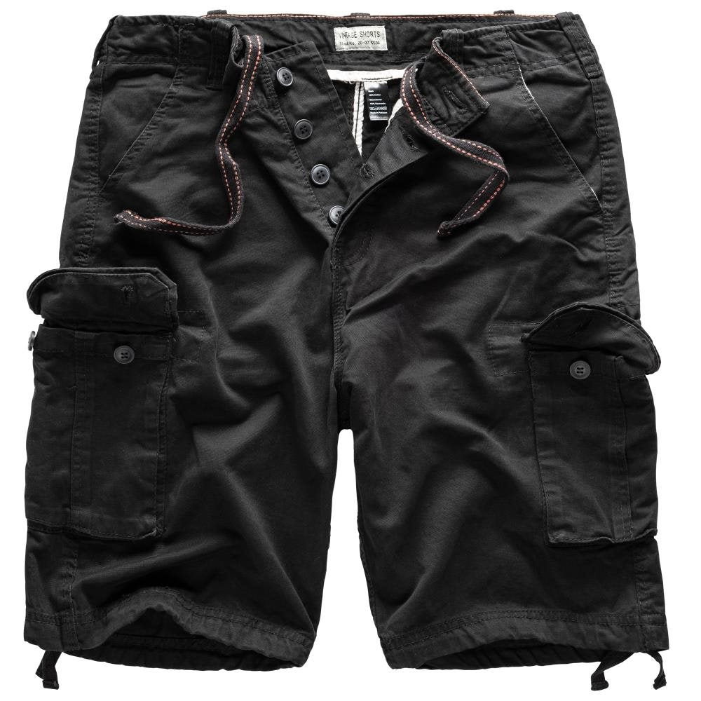 Bermudas SURPLUS VAGE negras, corte holgado, doble pespunte, 7 bolsillos