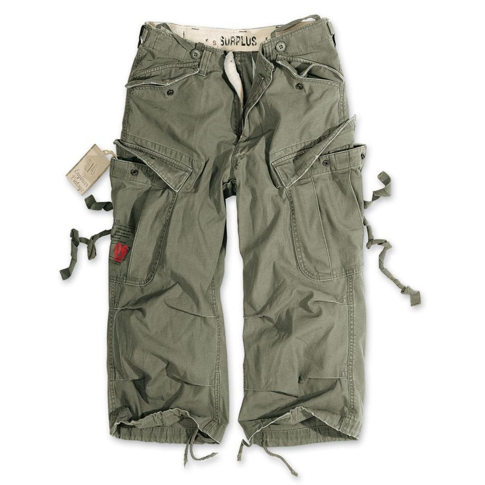 Pantalones 3/4 Engineer Vintage verdes con bolsillos frontales y traseros