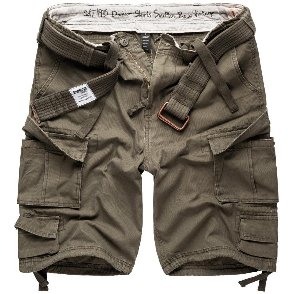 Shorts DIVISION verdes con 2 bolsillos traseros, 2 laterales y 4 bolsillos en las perneras