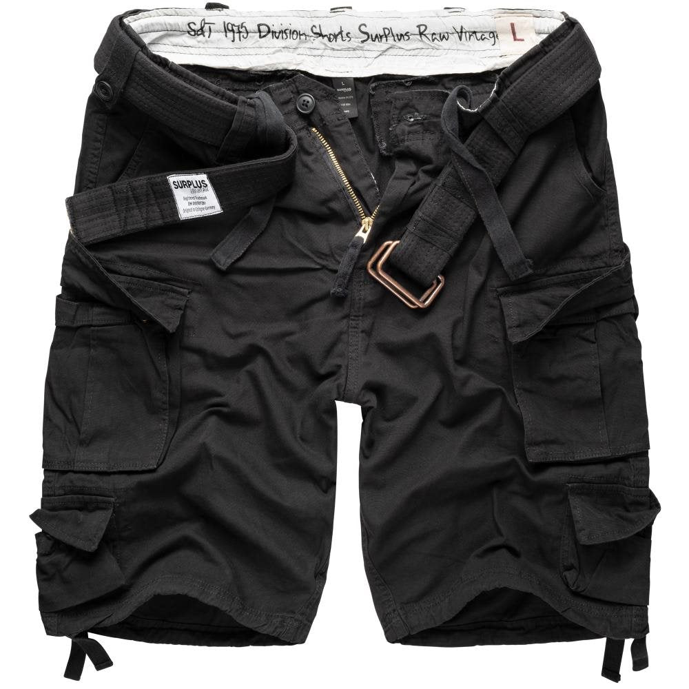 Bermudas DIVISION negras con múltiples bolsillos y cinturón 07-5598-03