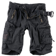 Pantalones cortos ROYAL negros SURPLUS, 6 bolsillos, cinturón de tela
