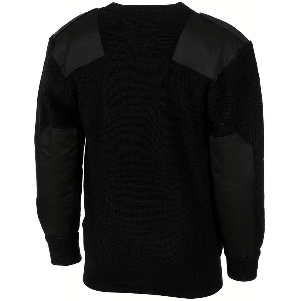 Jersey BW negro reproducción Bundeswehr con bolsillo en pecho, coderas y hombreras. 80% lana, 20% acrílico