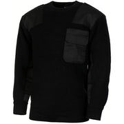 Jersey BW negro reproducción Bundeswehr con bolsillo en pecho, coderas y hombreras. 80% lana, 20% acrílico