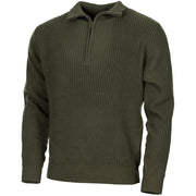 Jersey islandés TROYER verde con cremallera y cuello ajustable, 100% acrílico