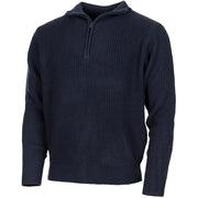Jersey islandés TROYER azul con cremallera, cuello ajustable, 100% acrílico