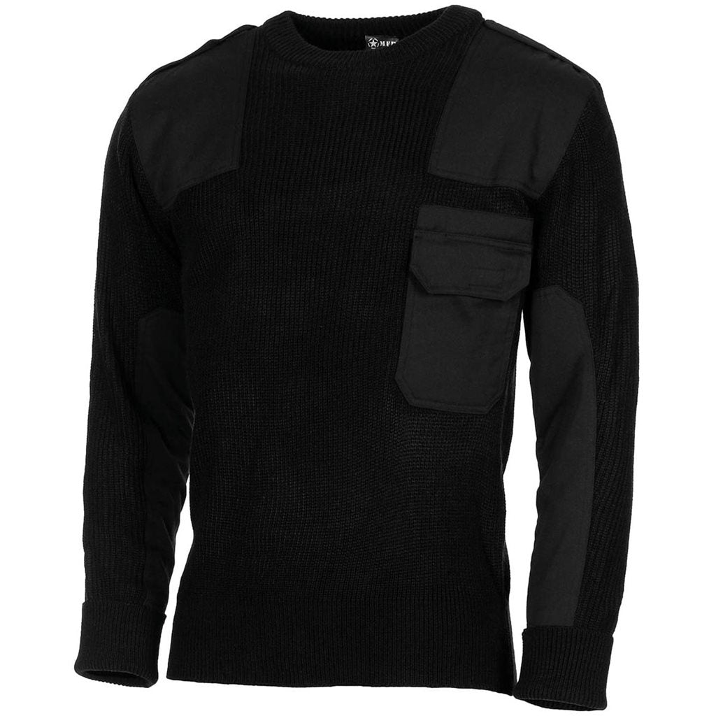 Jersey BW negro con bolsillo en el pecho, 100% acrílico