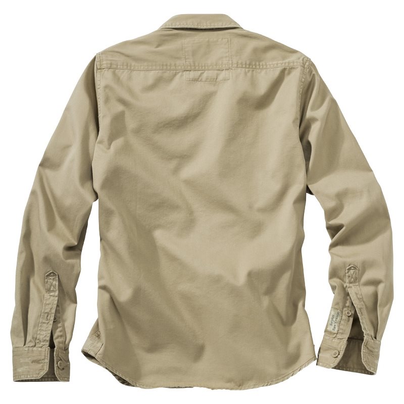Camisa RAW VAGE manga larga khaki de algodón con bolsillos de pecho y hombreras