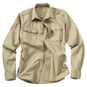Camisa RAW VAGE manga larga khaki de algodón con bolsillos de pecho y hombreras