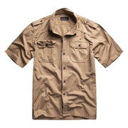 Camisa M65 BASIC negra de manga corta SURPLUS, algodón transpirable, botones, 2 bolsillos de pecho y hombreras