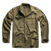 Camisa M65 BASIC manga larga verde de algodón con dos bolsillos de pecho y hombreras