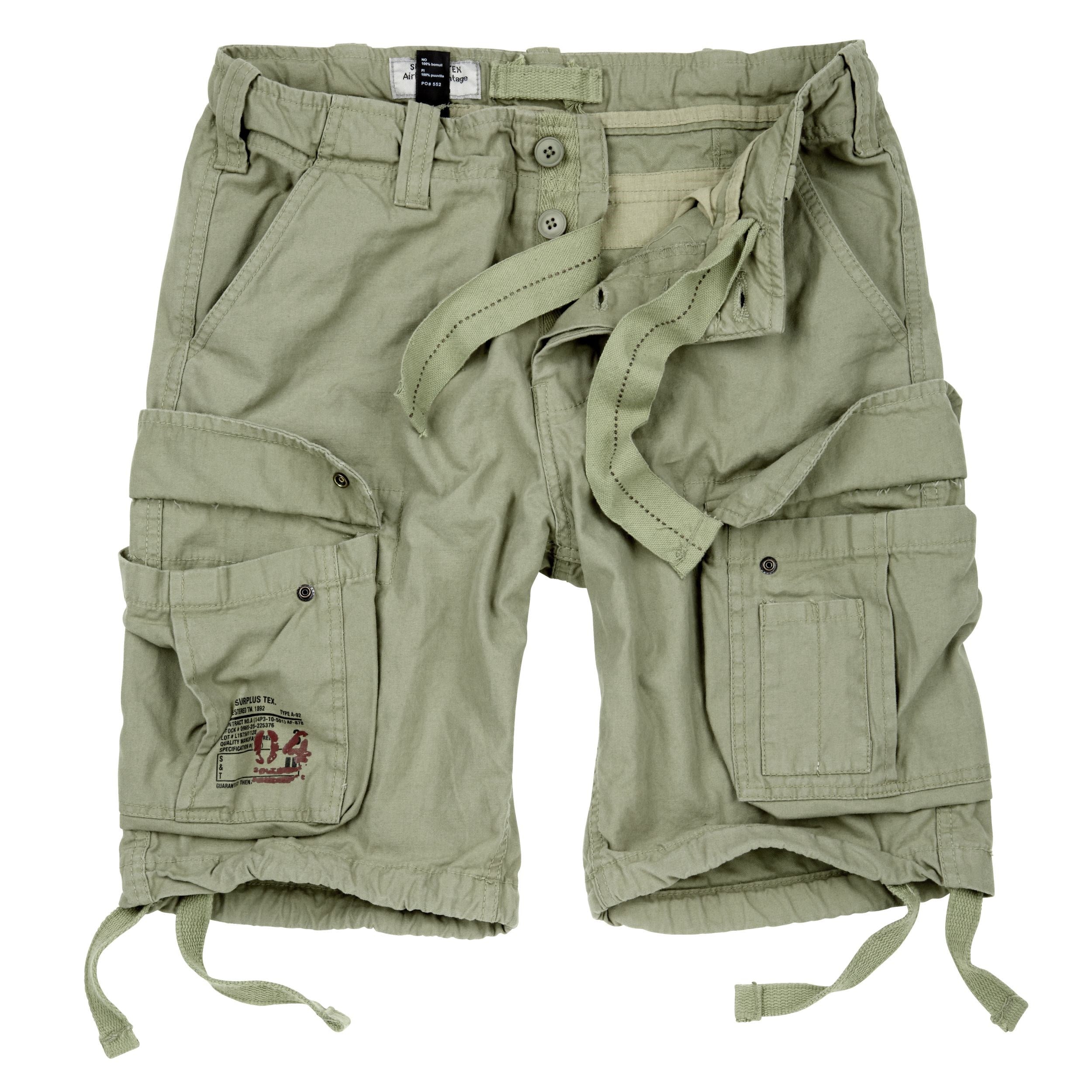 Pantalones cortos AIRBORNE VINTAGE verde claro de algodón con corte holgado y seis bolsillos