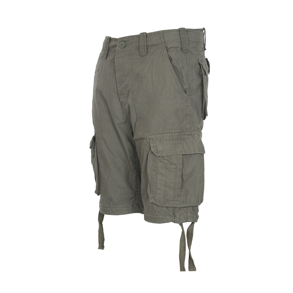 Bermudas AIRBORNE VINTAGE verdes SURPLUS, corte holgado, algodón suave, 6 bolsillos, compatibles con cinturón 50 mm