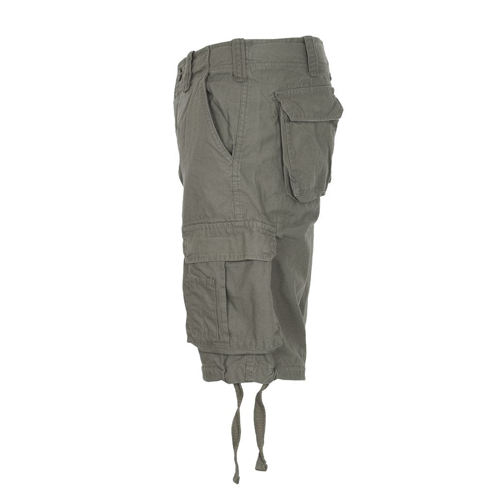 Bermudas AIRBORNE VINTAGE verdes SURPLUS, corte holgado, algodón suave, 6 bolsillos, compatibles con cinturón 50 mm