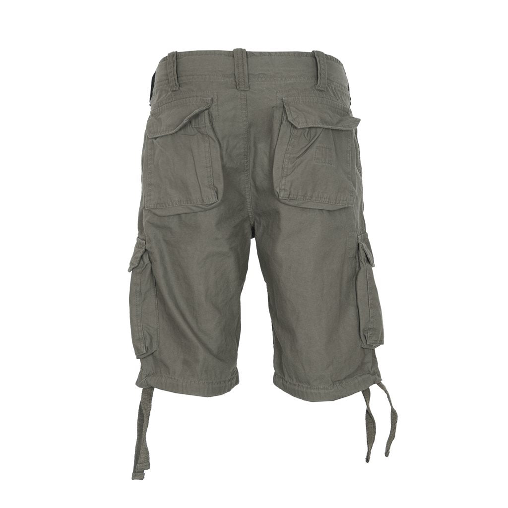 Bermudas AIRBORNE VINTAGE verdes SURPLUS, corte holgado, algodón suave, 6 bolsillos, compatibles con cinturón 50 mm
