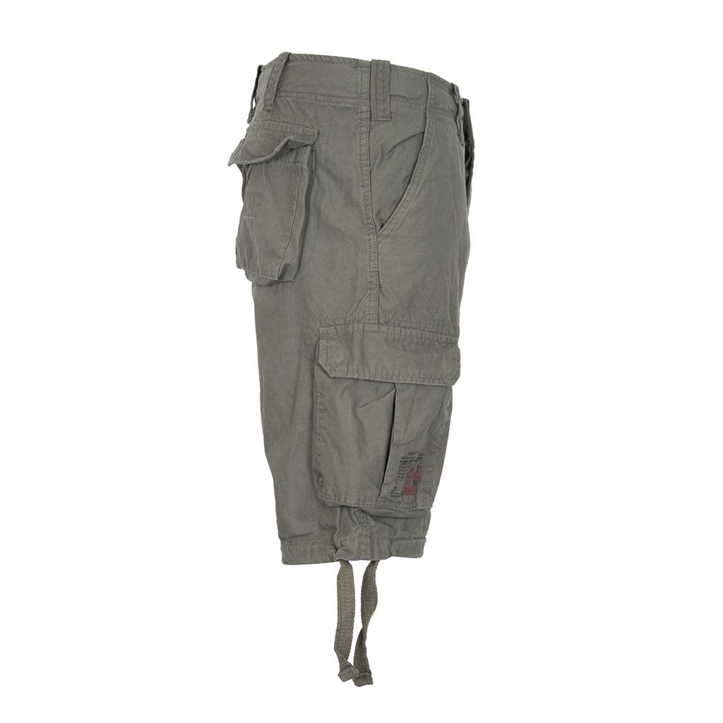 Bermudas AIRBORNE VINTAGE verdes SURPLUS, corte holgado, algodón suave, 6 bolsillos, compatibles con cinturón 50 mm