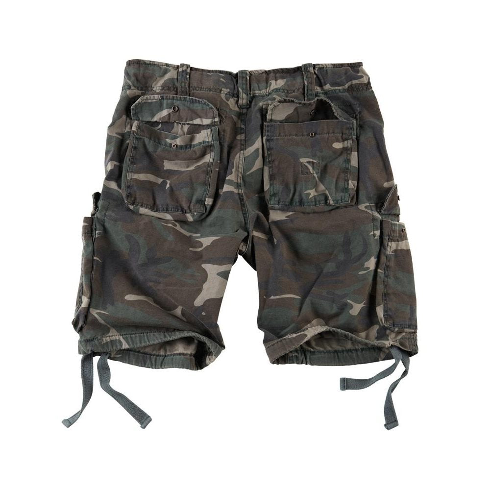 Bermudas AIRBORNE VINTAGE verdes SURPLUS, corte holgado, algodón suave, seis bolsillos, trabillas hasta 50 mm