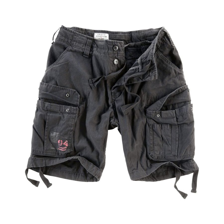 Pantalones cortos AIRBORNE VINTAGE negros SURPLUS con seis bolsillos y algodon suave