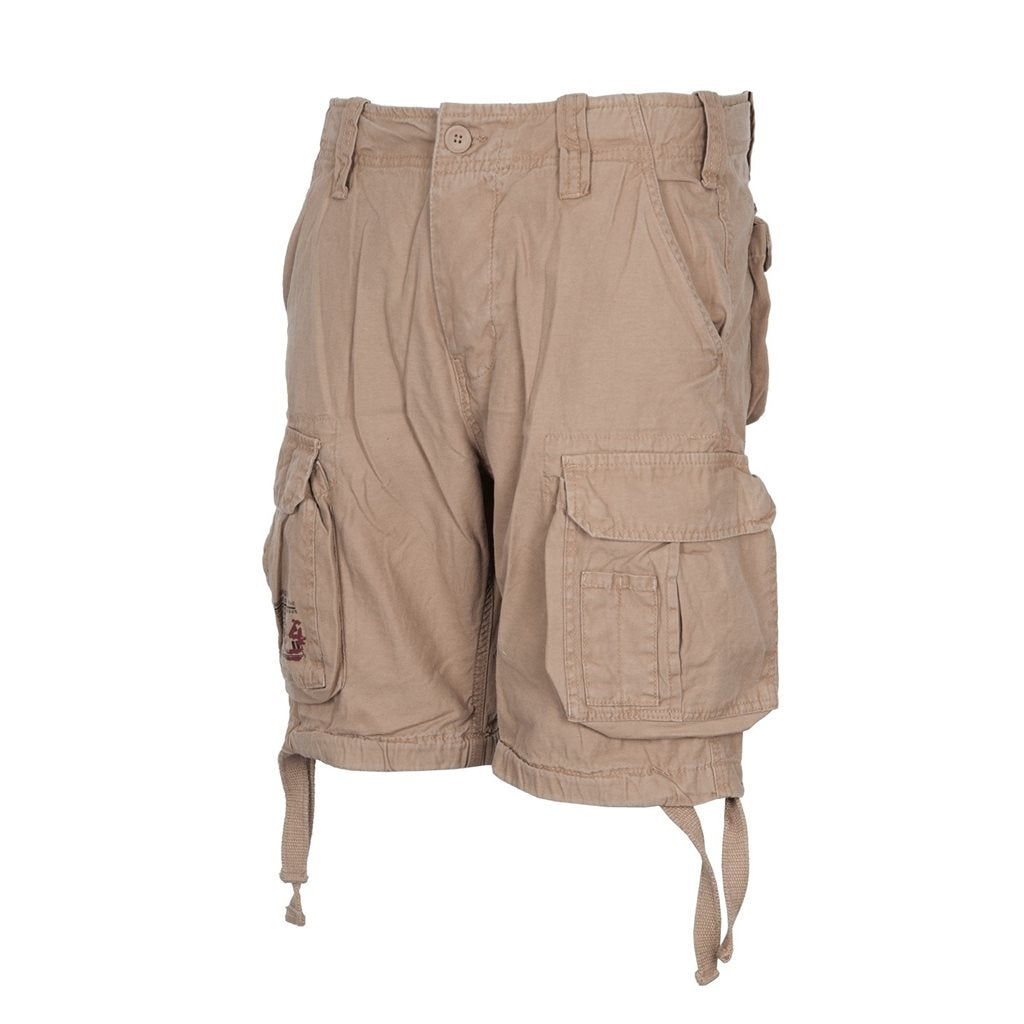 Bermudas AIRBORNE VINTAGE verdes SURPLUS, corte holgado, algodón suave, seis bolsillos, trabillas hasta 50 mm
