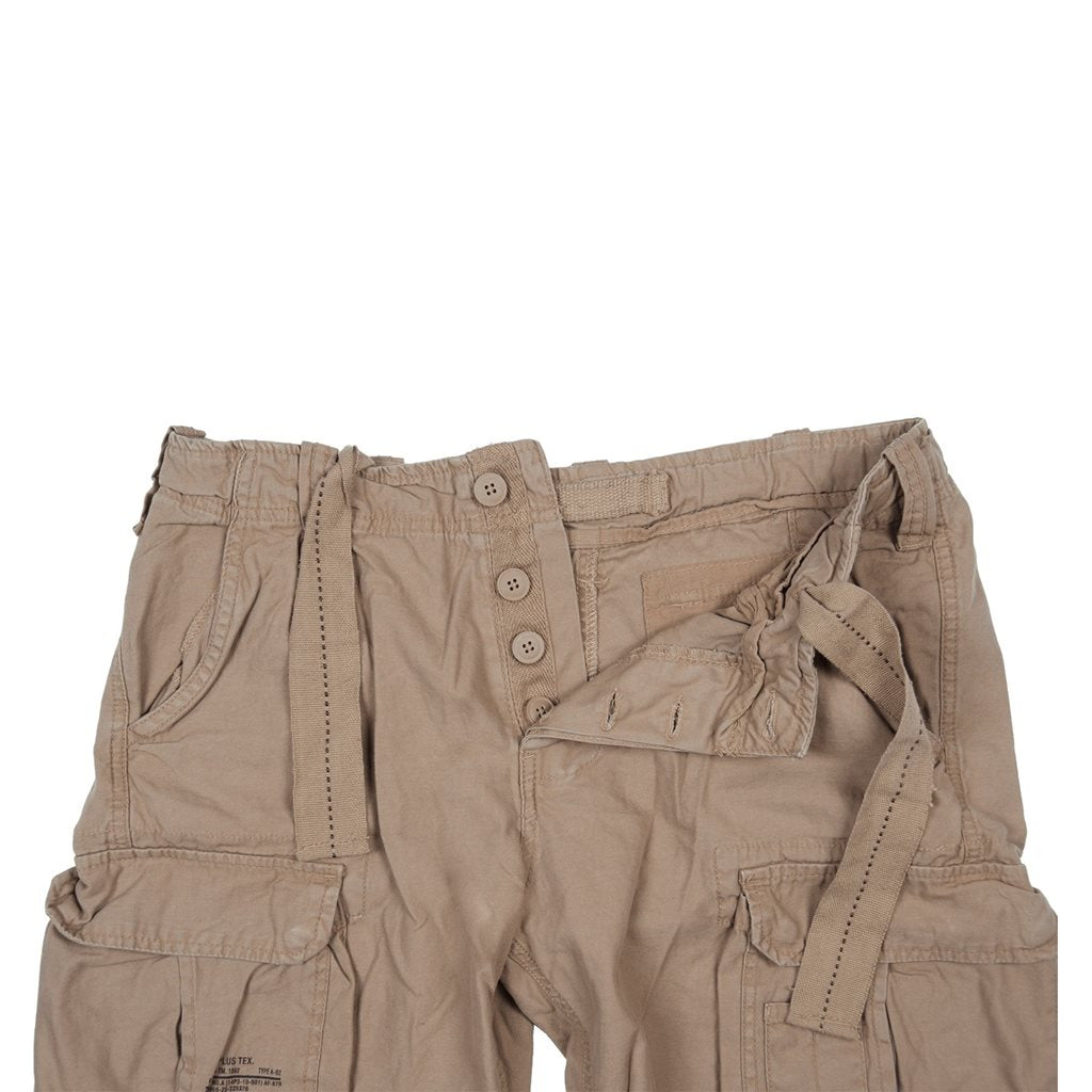 Bermudas AIRBORNE VINTAGE verdes SURPLUS, corte holgado, algodón suave, seis bolsillos, trabillas hasta 50 mm