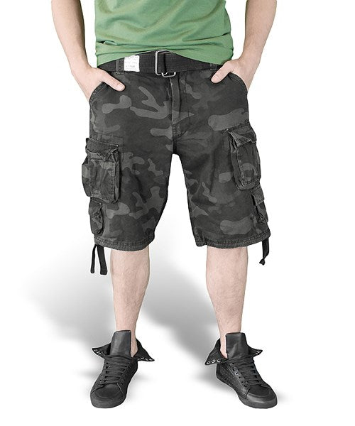 Pantalones cortos DIVISION negros con múltiples bolsillos y cinturón incluido