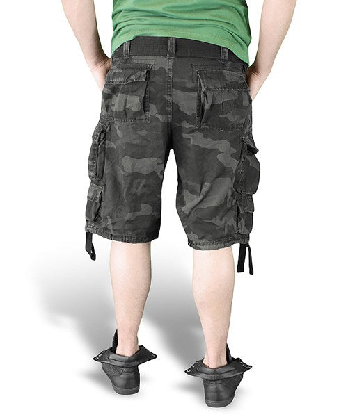 Pantalones cortos DIVISION negros con múltiples bolsillos y cinturón incluido
