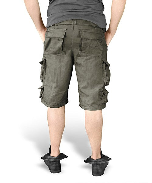 Shorts DIVISION verdes con 2 bolsillos traseros, 2 laterales y 4 bolsillos en las perneras
