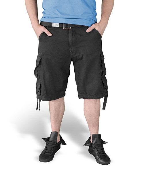 Pantalones cortos DIVISION negros con múltiples bolsillos y cinturón incluido