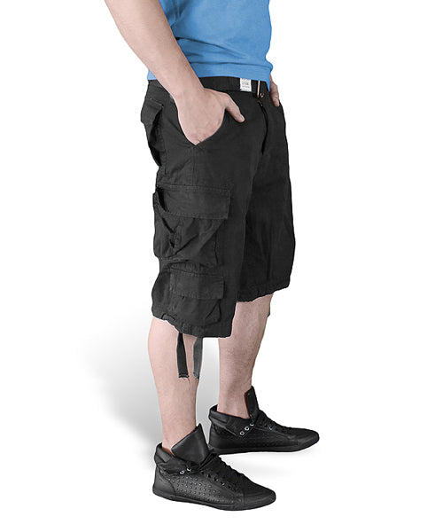 Pantalones cortos DIVISION negros con múltiples bolsillos y cinturón incluido