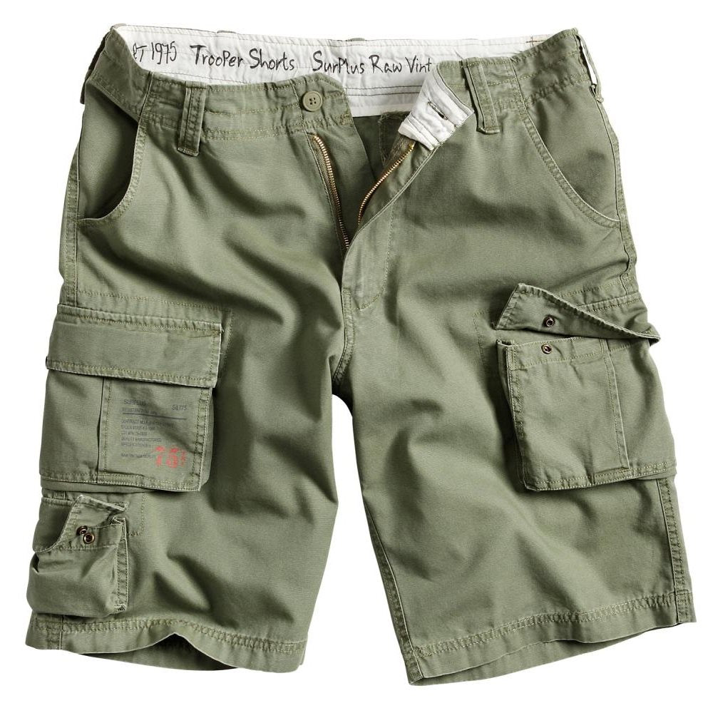 Pantalones cortos TROOPER verdes, versión ligera con numerosos bolsillos, cómodos para días calurosos