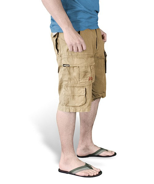 Pantalones cortos TROOPER KHAKI color caqui con múltiples bolsillos