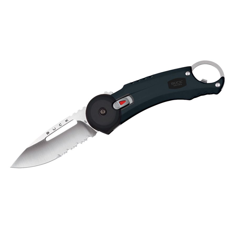 Navaja plegable REDPOINT™ con filo combinado y mango de goma, hoja 420HC, longitud total 175 mm