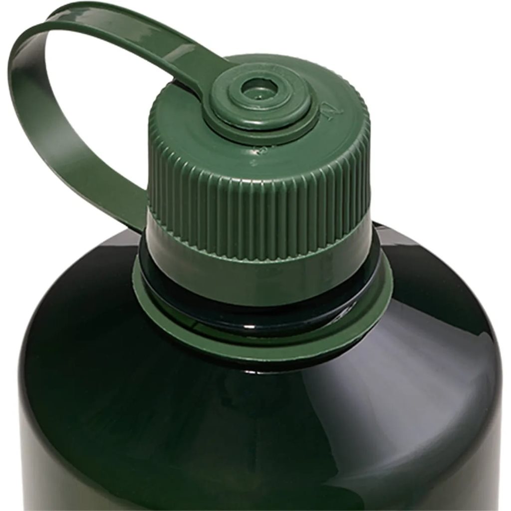 Botella Nalgene NM Sustain 1 litro transparente de tritán con tapón de rosca sujeto a la botella