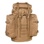 Mochila BW Mountain 80L coyote con sistema Vario-Back y acolchado en hombreras y cinturón lumbar