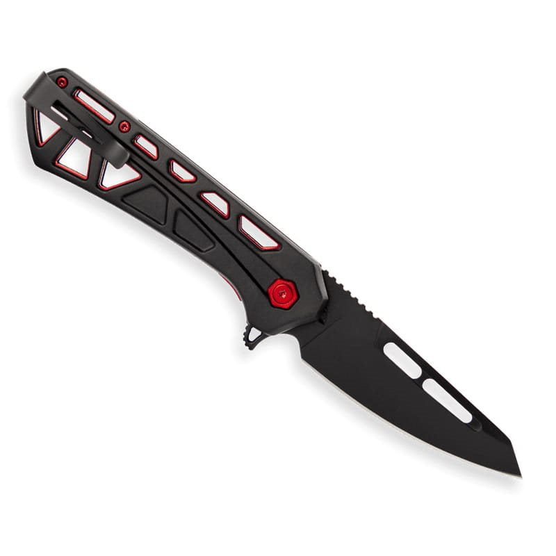 Navaja plegable TRACE OPS tanto negra y roja, hoja 7Cr17MoV y mango de aluminio
