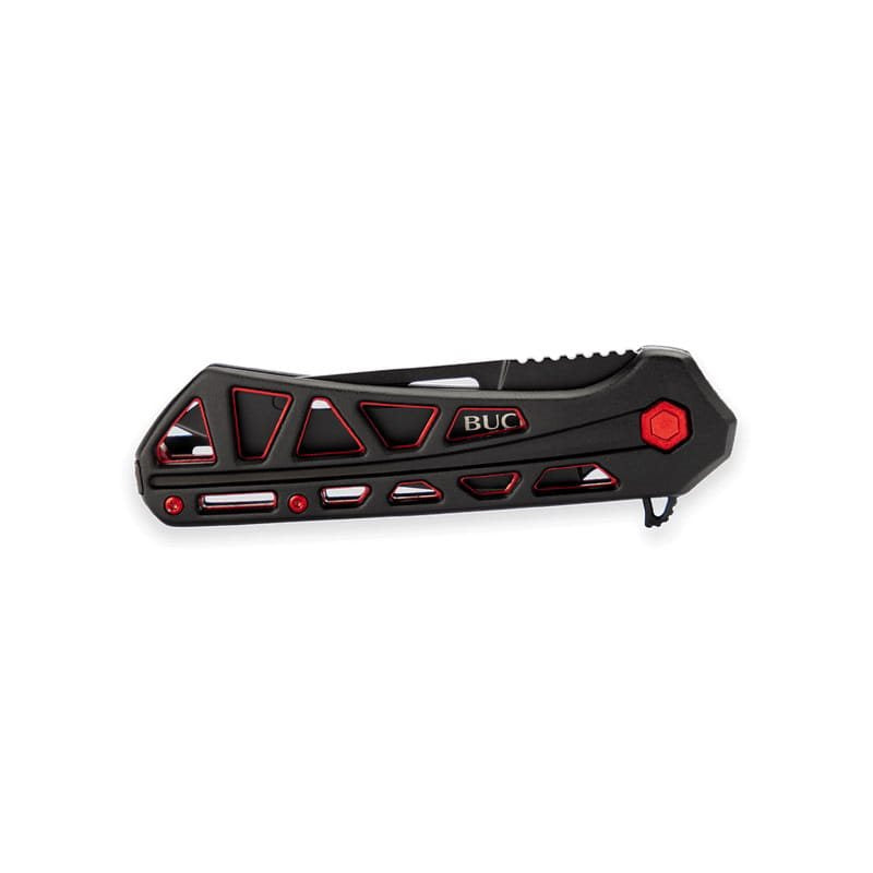 Navaja plegable TRACE OPS tanto negra y roja, hoja 7Cr17MoV y mango de aluminio
