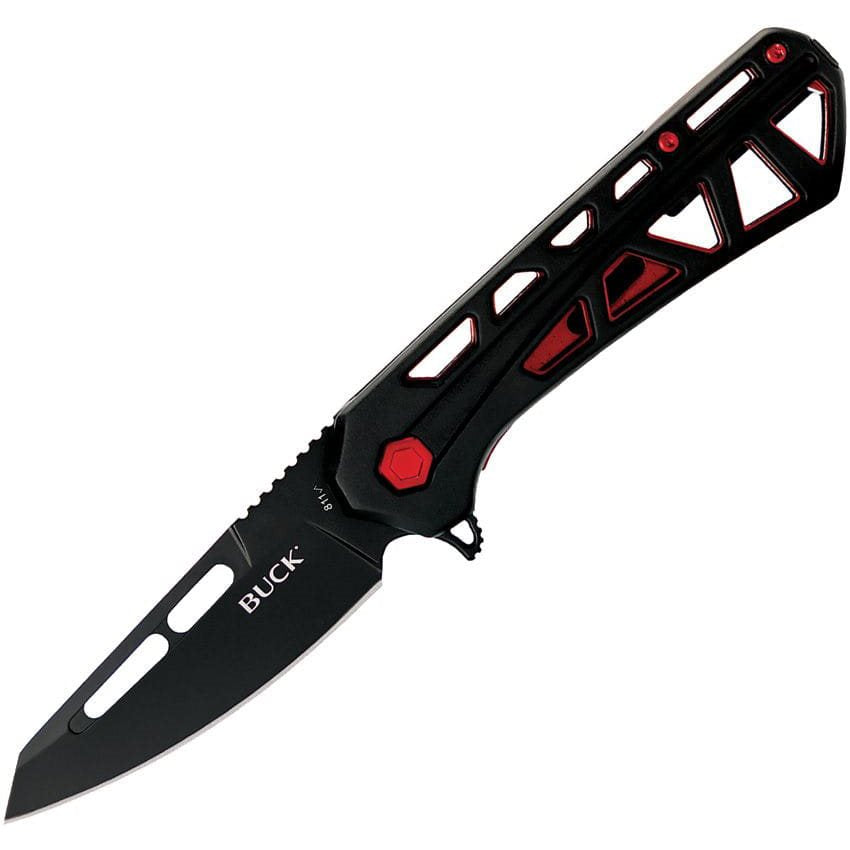 Navaja plegable TRACE OPS tanto negra y roja, hoja 7Cr17MoV y mango de aluminio