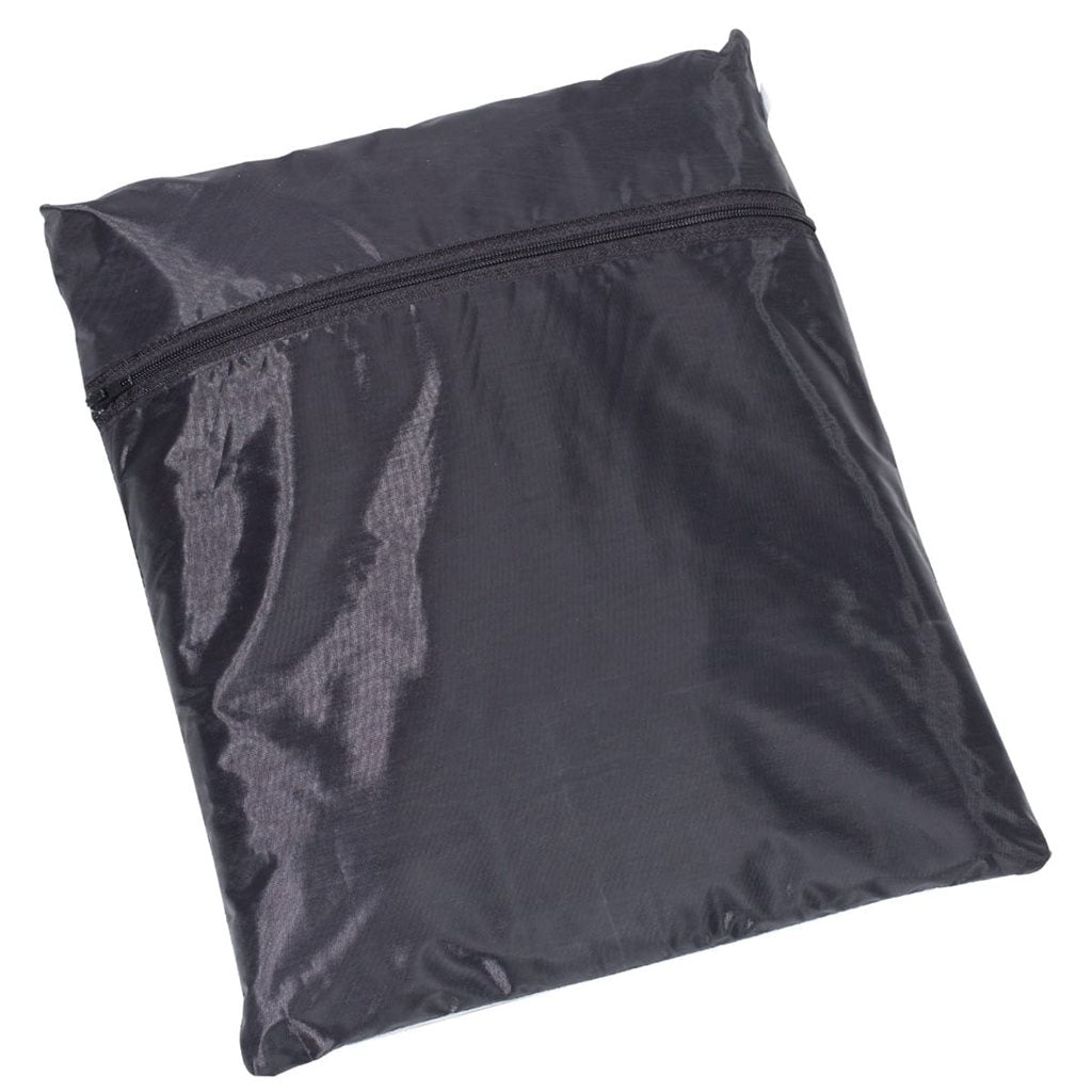 Conjunto impermeable negro, chaqueta con capucha integrada y pantalones. 100% poliester