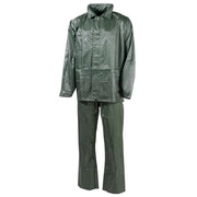 Conjunto impermeable verde: chaqueta con capucha y pantalón 100% poliéster