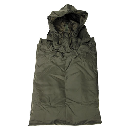 Poncho US rip-stop 144x223 cm negro, impermeable con capucha ajustable y costuras selladas