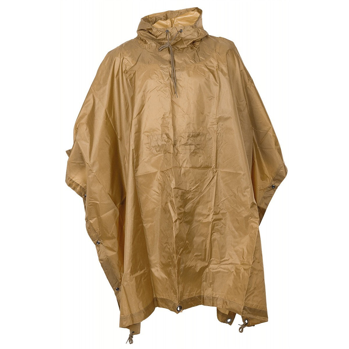 Poncho US rip-stop 144x223 cm negro, impermeable con capucha ajustable y costuras selladas