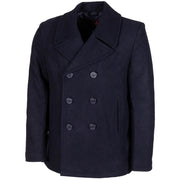 Abrigo Pea Coat US de lana azul con doble botonadura y botones con motivo de ancla