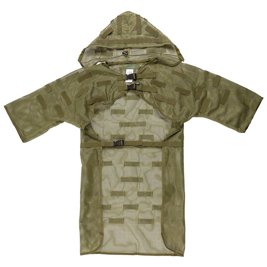 Cobertura camuflaje malla verde con capucha desmontable y bolsa de transporte
