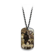 Placa identificativa MARINES con impresión y cadena de cuentas negras, 50x28 mm, plástico y metal