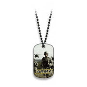 Placa identificativa ARMY con estampado fotográfico y cadena de cuentas negra, 50x28 mm, plástico y metal