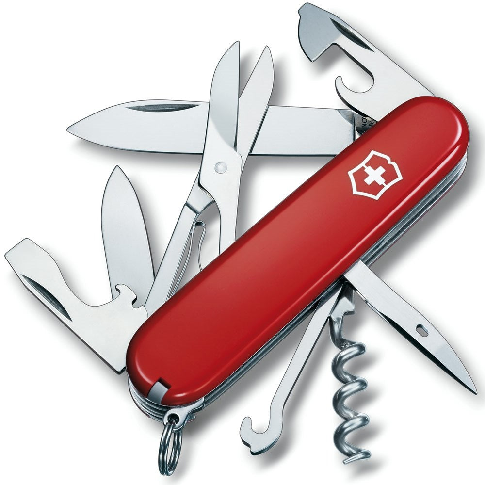 Navaja de bolsillo CLIMBER roja 91 mm con tijeras y 14 funciones